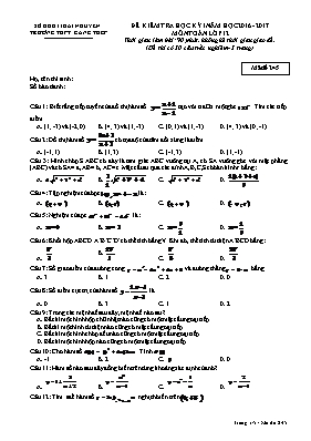 Đề kiểm tra học kỳ I môn Toán lớp 12 - Mã đề 245